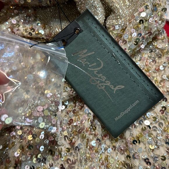 Mac Duggal Sequined Plunging V-Neck Sheath Dress 4930L Nude/Gold size 0 - Picture 13 of 14